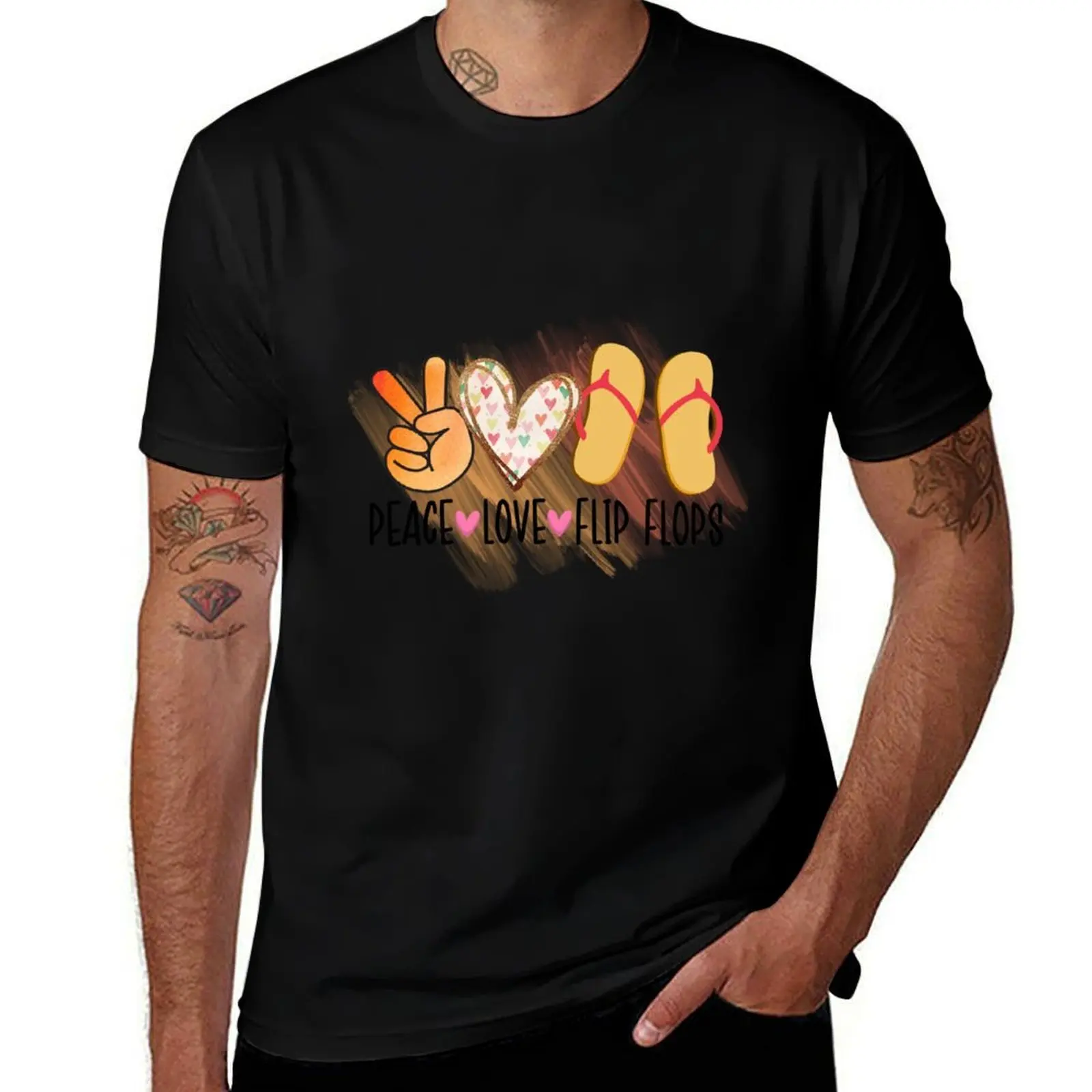 

Peace love filp flops T-Shirt designer shirts summer top man t shirt men graphic t shirts