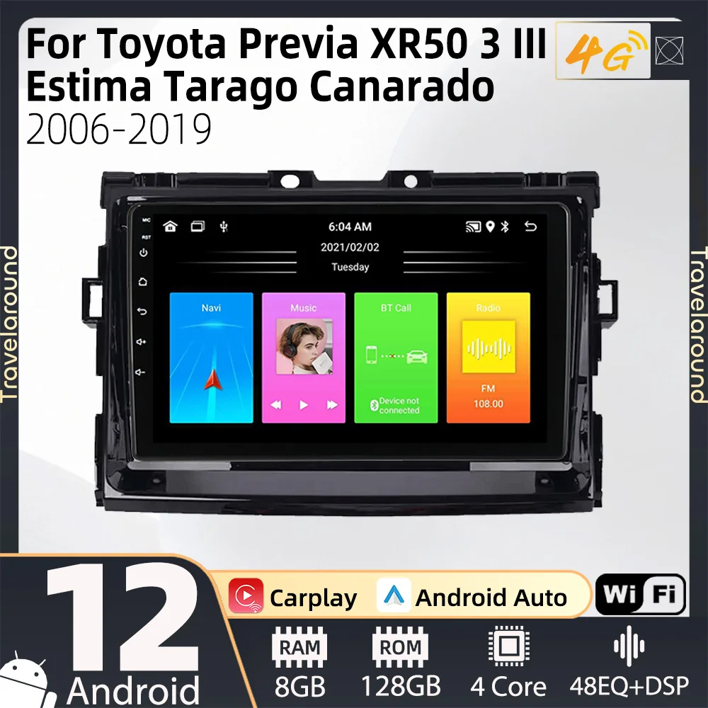 

Мультимедиа для Toyota Previa XR50 3 III Estima Tarago Canarado 2006-2019, авторадио Carplay, 2 Din, Android, автомобильное радио, стерео GPS