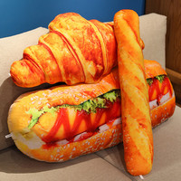 Realistic Bread Plush Pillow Set Croissant Baguette Hot Dog Sofa Decor Soft Comfort Food Themed Cushions For Home Birthday Gift