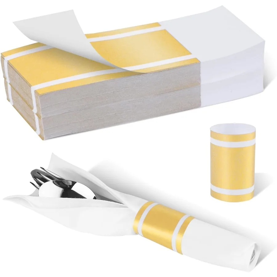 Germiwipe القياسية منديل ورقي Band منديل الدائري الذاتي لاصق 200 قطعة ماتي الذهب والفضيات يلتف العصابات الجدول إعداد الزفاف Ev