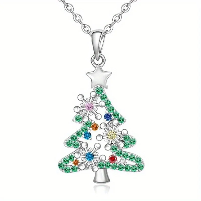 

Christmas Exquisite Creative Joyful Atmosphere Christmas Tree Snowflake Party Pendant Necklace Women's Fashion Party Necklace