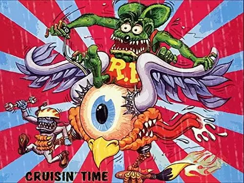 TYmall Rat Fink Riding Flying Eyeball Retro Vintage Look Reproduction Metal Tin Sign 8X12 Inches House Garage Decor