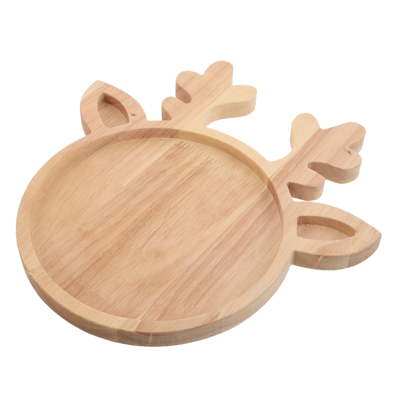 

Christmas Elk Wooden Tray Cake Plate Dinner Coffee Decorative Round Dessert Trays