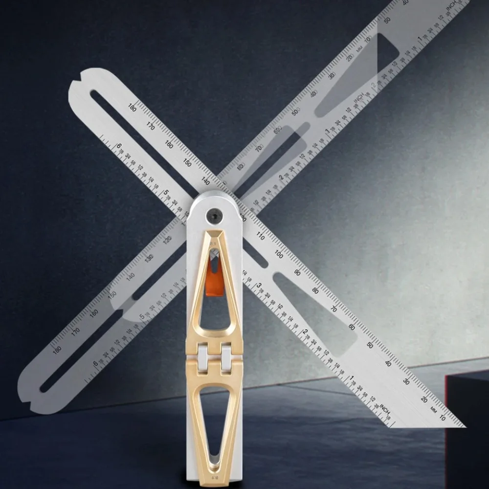 النجارة الخطاط حاكم الثقيلة T-شكل متعدد زاوية أداة الكتابة الفولاذ المقاوم للصدأ المنقولة زاوية حاكم تتوافق مقياس #3