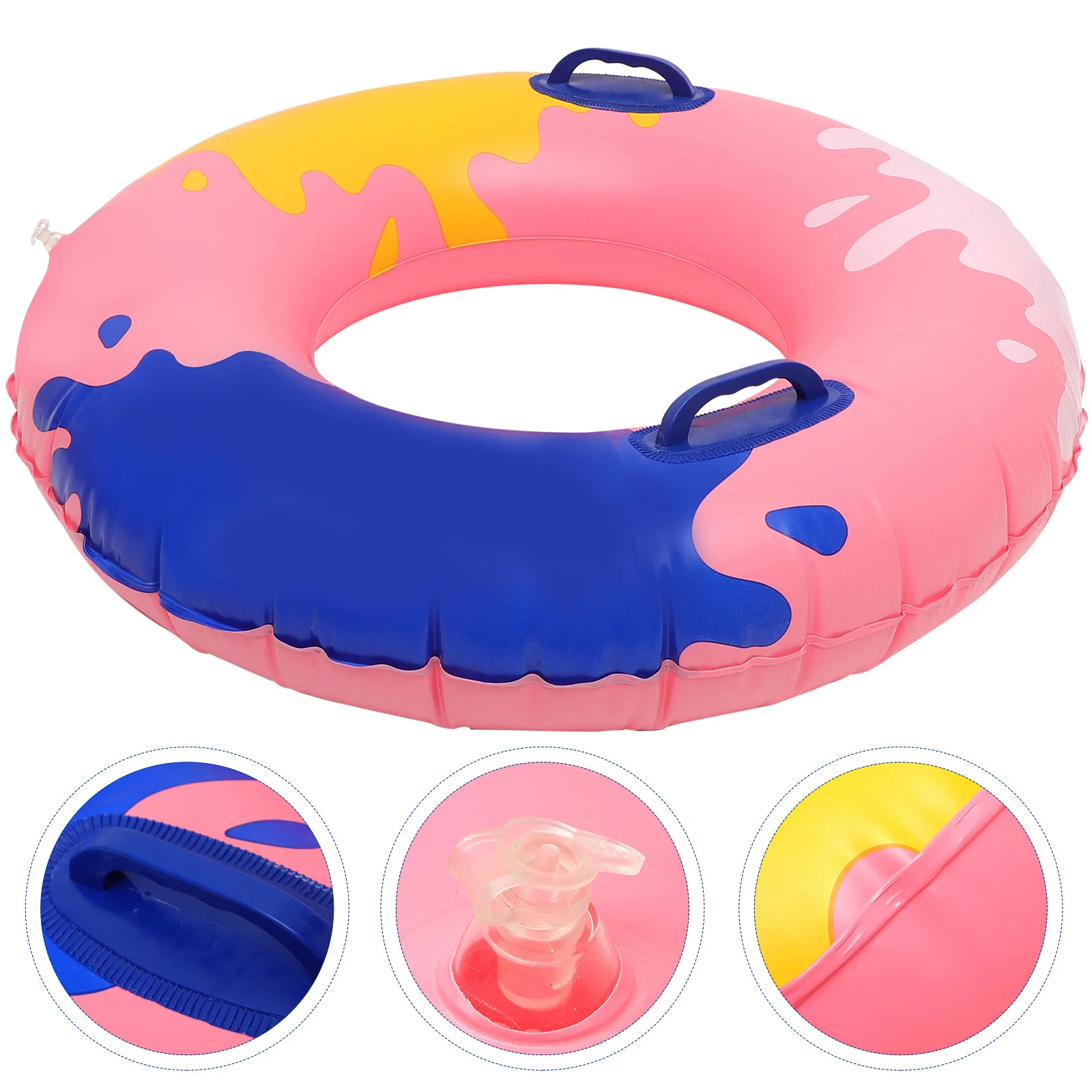 

Adult Swim Ring Inflatable Pool Float with Handle Cute Design for Summer Beach Vacation Lounge Outdoor Water Activity