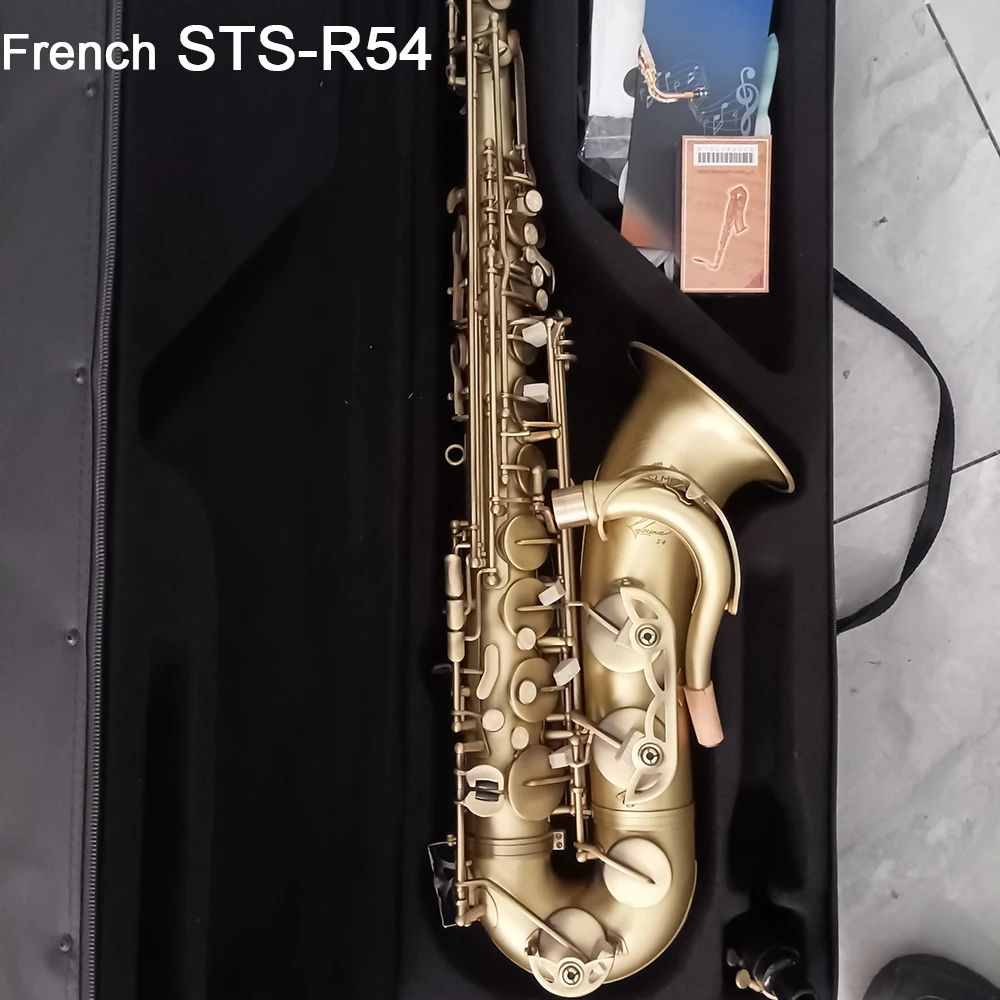 Saxofón tenor clásico francés R54, chapado en cobre antiguo, saxofón tenor profesional, instrumento musical con boquilla, caña y cuello.