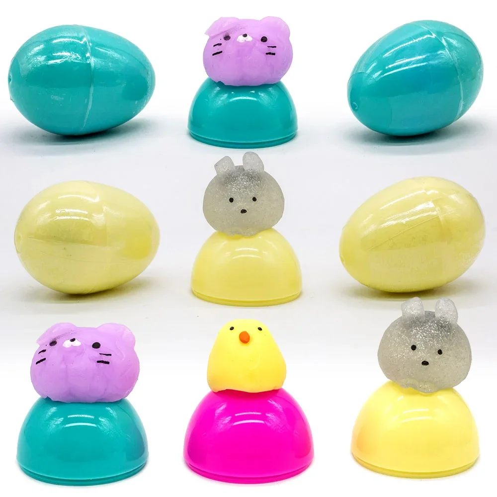 Moj Moj Squeeze Stress Relief Soft Rubber Cute Animal Gashapon Capsule Toys Chicks Rabbits Cats Fidget Eggs Children Gifts