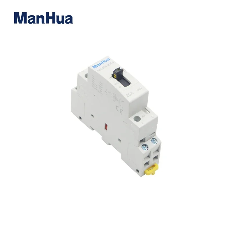 Contactor Modular ManHua 220VAC MCH8-25M 2P 25A 50/60HZ Contactor Modular de CA para el hogar con carril Din con interruptor de Control Manual