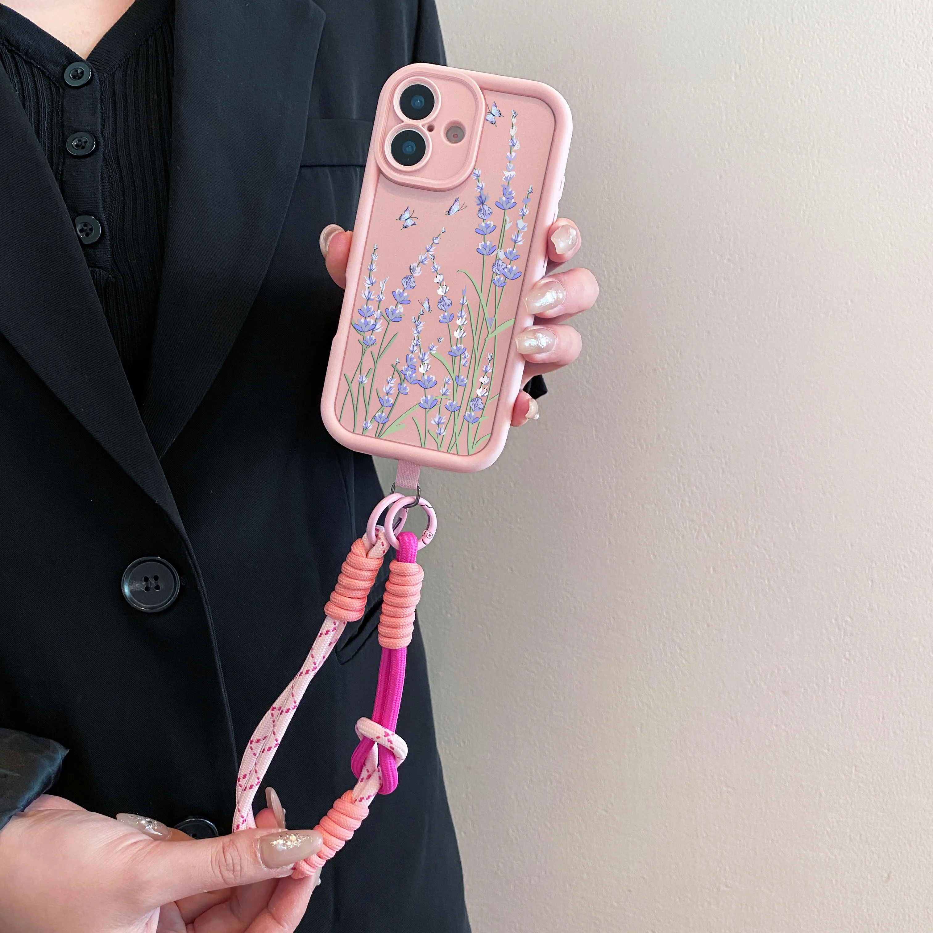 Cxd5Crossbody Lanyard Necklace Strap Phone Case for Xiaomi Poco X7 X6 F7 F6 M7 M6 F5 X5 X3 M3 Pro C55 C65 C75 C71 Lavender Cover