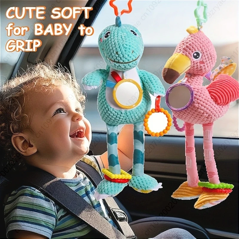 لعبة طفل حزام الأمان ديناصور دمية مقعد آمن الطفل جرس السرير رئيس لعبة معلقة للأطفال 0-1 سنة #1