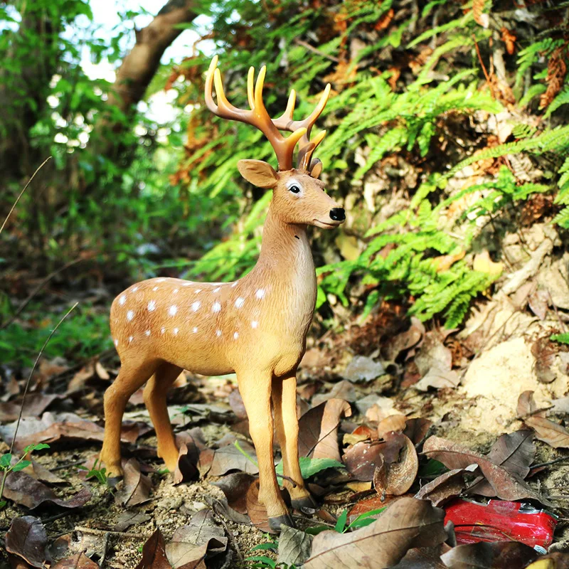 

Artificial animal sika deer sculpture resin handicraft decoration. Garden landscape diy accessories statue balcony bonsai garden