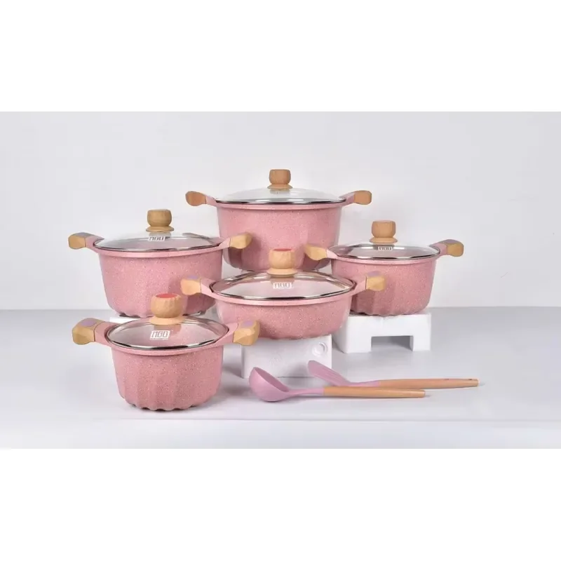 Durable Modern Design Cast Aluminum Cookware Set Wholesale Kitchenware Pans with Composite Bottom Cooking Casserole Pot