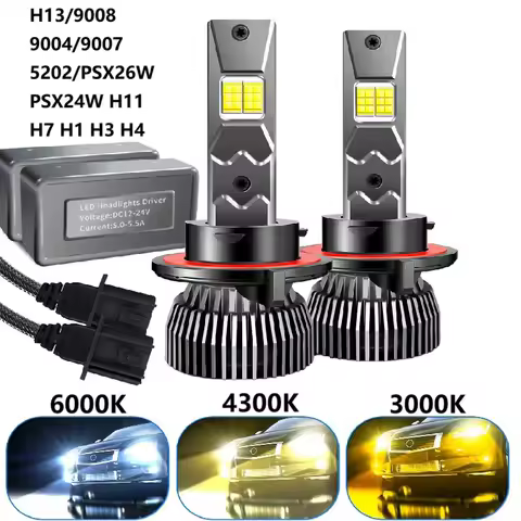 9007 9004 H13 9008 LED Headlight Bulb 3000K 4300K Car Fog Light 5202 9005 HB3 9006 HB4 H1 H7 H11 H8 H9 12V 130W Automotive Lamp