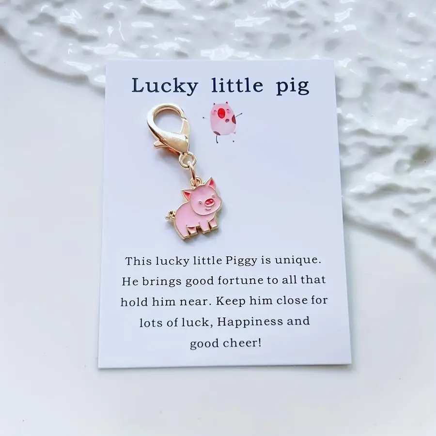 1/5/10/20/50/100pcs Lucky Pig Keychain with Closed Card - Cartoon Animal Print, Personalized Metal And Paper, Unique Friendship