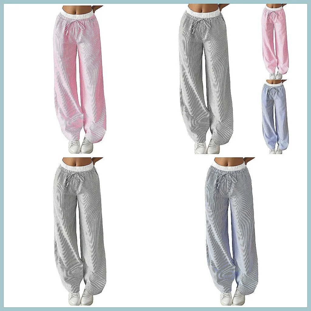 

Vintage High Waist Wide Leg Pants, Elastic Drawstring Loose Trousers for Women - Retro Streetwear