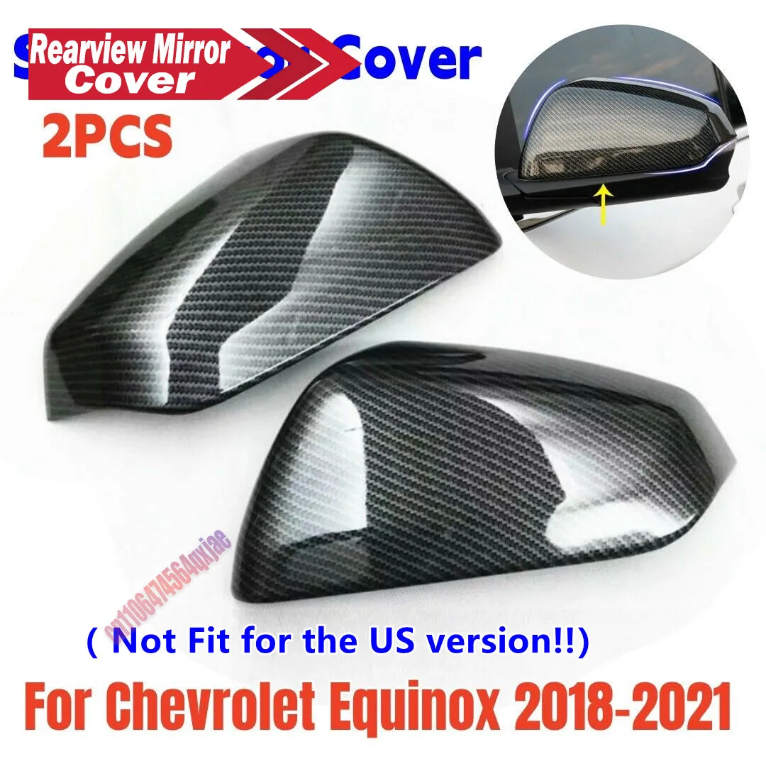 For Chevrolet Equinox 2018-2021 ABS Carbon Car Rearview Side Mirror Cover Wing Cap Exterior Door Trim Adhesive Sticker