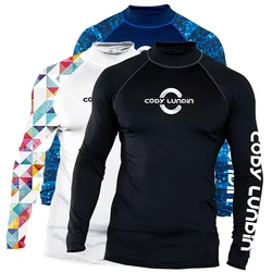 Cody Lundin camicia da uomo a maniche lunghe con protezione UV da spiaggia per uomo allenamento nuoto immersioni ciclismo Rash Guard t-Shirt da surf ad asciugatura rapida