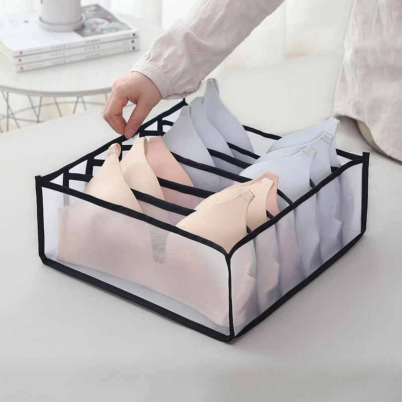 

Lingerie Drawer Style Storage Box Mesh Socks Home Mesh Sock Organizer Box Wardrobe Clothing Sorting Household Storage Grid Bag