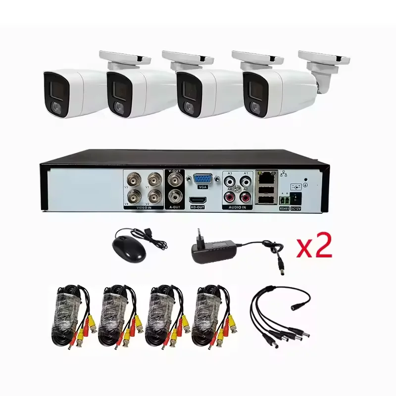 Wired Security Camera System Outdoor Home Video Surveillance AHD Cameras CCTV Camera 4 CH 5MP