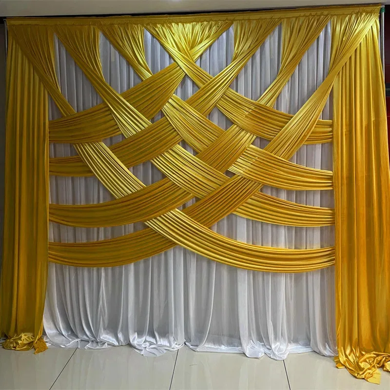 Golden Curtains/Wedding Background Swing/Suitable for 3mx3m/3mx6m Wide Background/Banquet Party Decoration