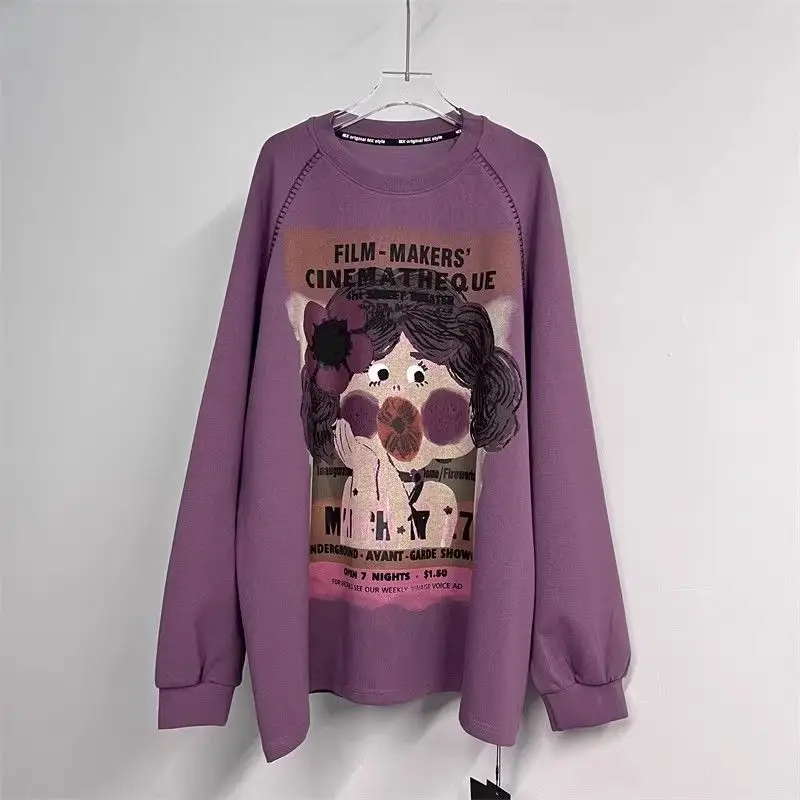 Oversized Pullovers Women Fashion Design Sense Niche Pullover Casual Loose Sweatshirt 2025 New in Autumn Winter Plush Tops Y2k