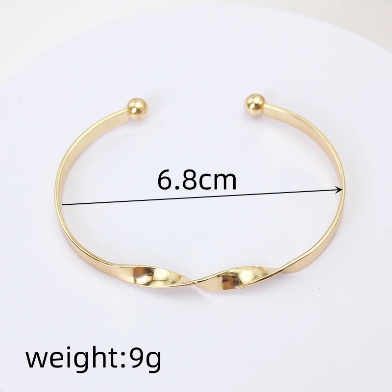 Simple Personality Smooth Spiral Mobius Open Cuff Adjustable Bangles Bracelets For Women Wedding Jewelry Gold Color Pulseiras