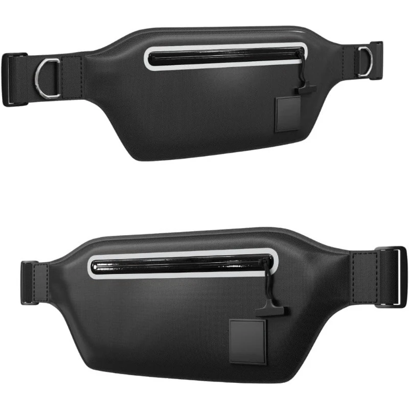 Riñonera negra 100% impermeable y bolsa de cinturón sumergible, juego de bolsa seca impermeable IPX8 para teléfonos, carteras, snorkel