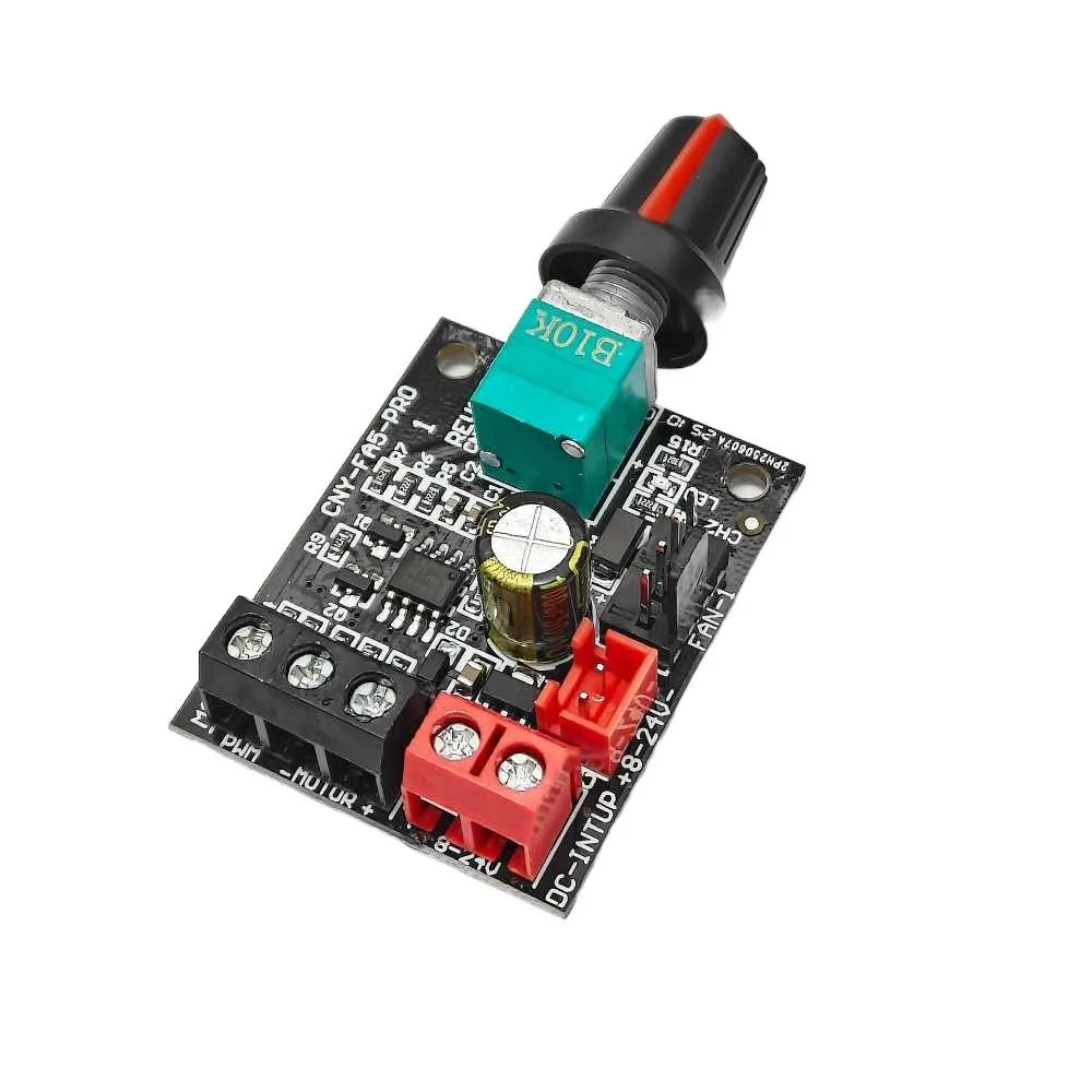 

4-wire Fan Speed Controller with Switch PWM Brushless Motor Speed Governor DC8-24V 0-100% Duty Cycle Adjustable Motor Regulator