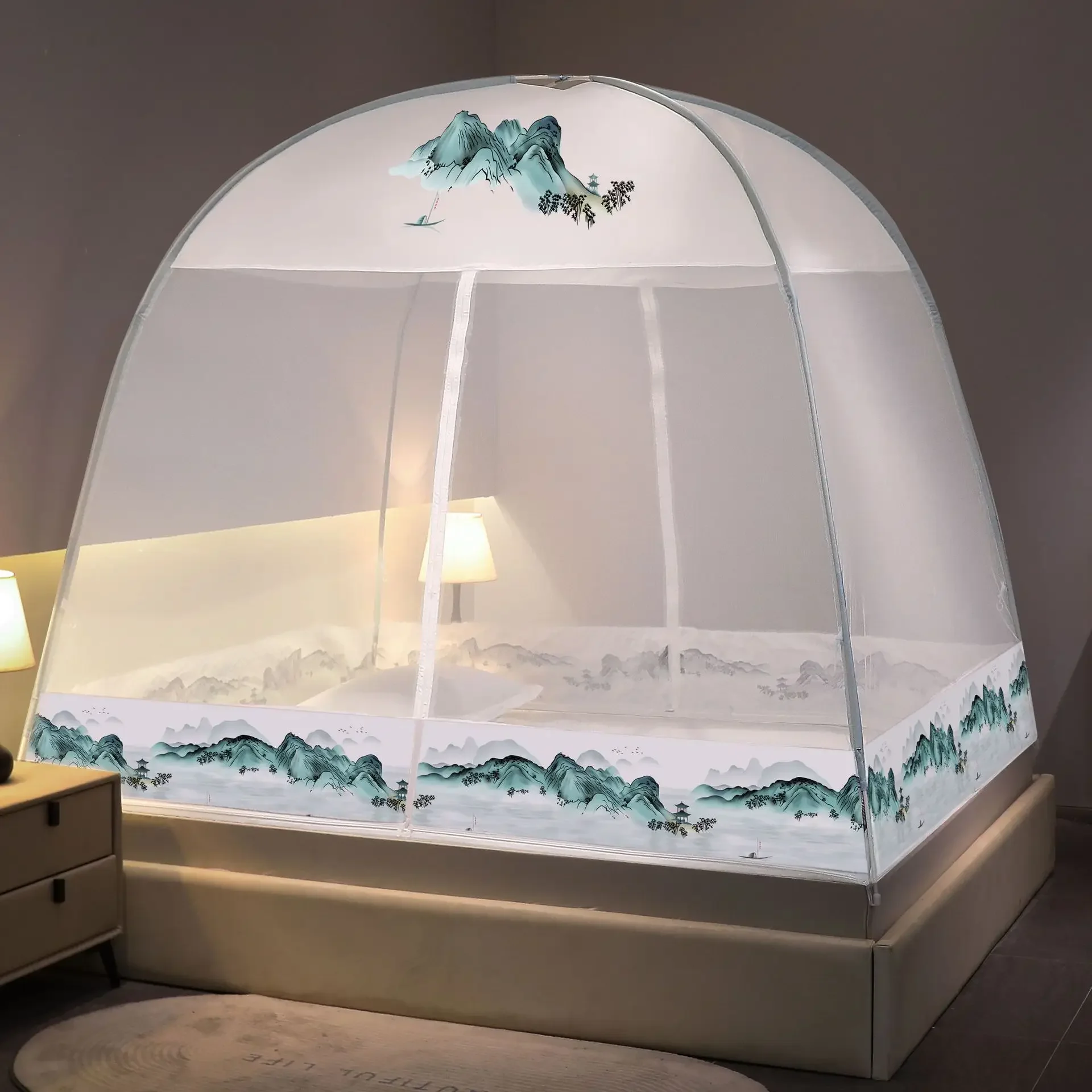 Mosquitera moderna y sencilla para estudiantes, cortina antimosquitos de fondo completo yurta para adultos, dosel plegable para cama al aire libre, hogar de verano, 1 unidad