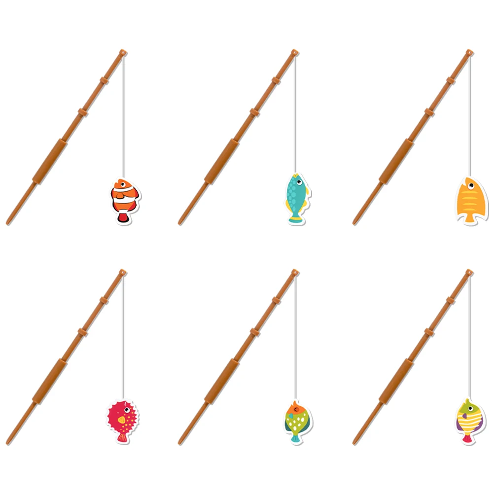 NEW 6pcs Mini Fishing Pole Cupcake Topper Kids Party Cocktail Cake Decoration Little Fisherman Themed beach Birthday Party Decor