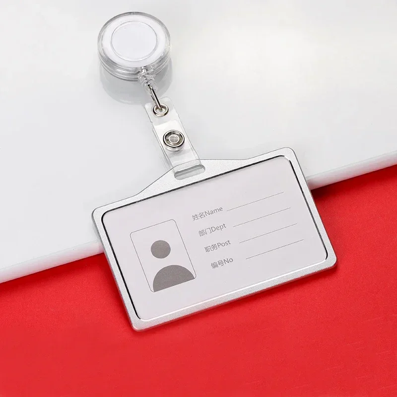 1 Stück Kartenetui aus Aluminiumlegierung für Bank, Business, Arbeit, Kartenhalter mit einziehbarem ABS-Ausweis, für Kreditkarten, Ausweis, Ausweistasche