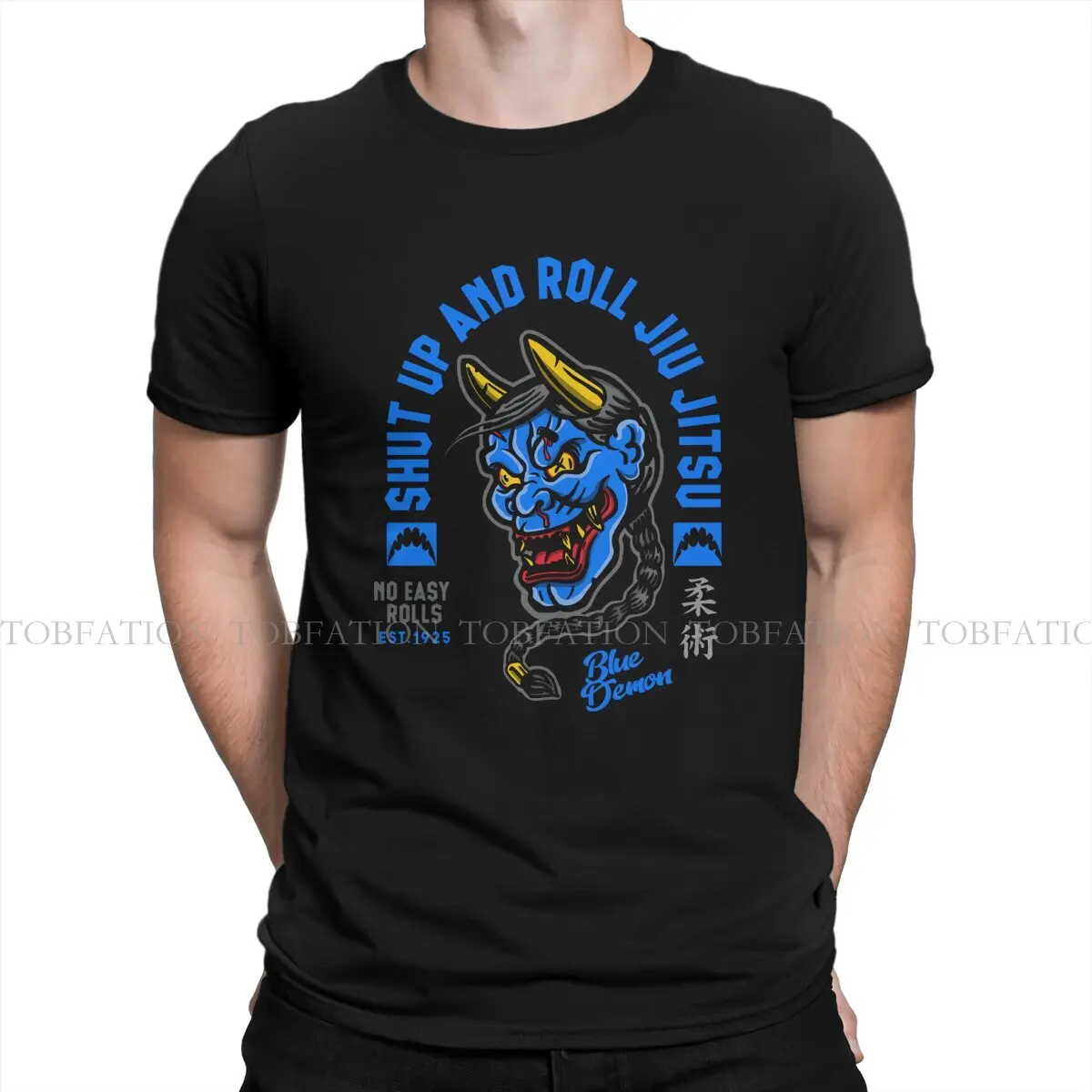 Jiu Jitsu BJJ Blue Demon T Shirt Vintage Punk Summer Oversized Cotton Men's Tops Harajuku O-Neck TShirt