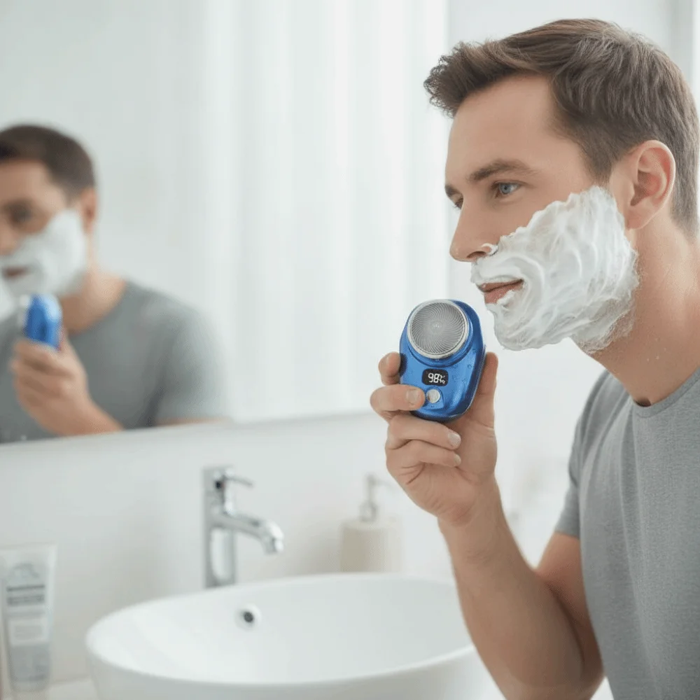 Cordless Mini Electric Shaver Waterproof USB Rechargeable Electric Beard Shaver Lightweight Compact Men's Beard Trimmer