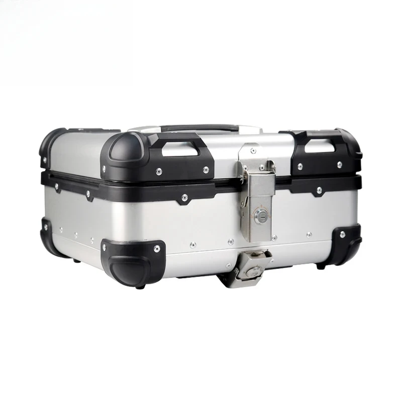 22L Silver F2-MOTO High Quality Top Case Moto Aluminium White Motorcycle Top Box
