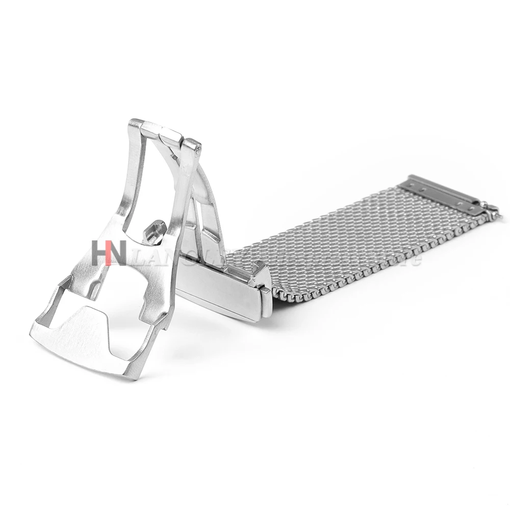 Сетчатый миланский браслет для часов Omega 007 для часов Seamaster 300, нержавеющая сталь со складной застежкой 20 мм 22 мм для мужского ремня IWC