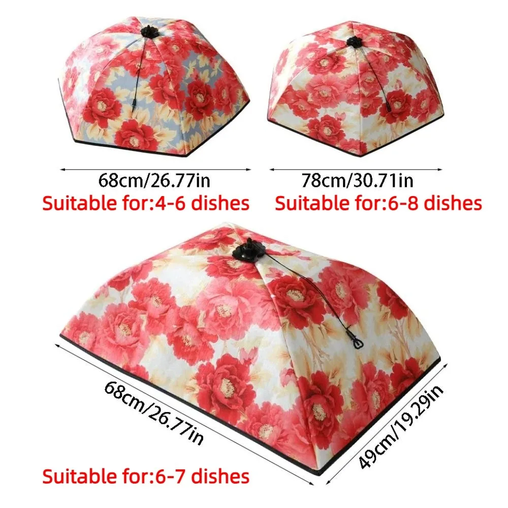 غطاء طاولة طعام قابل للتنفس قابل للطي مستدير/مربع غطاء أطباق قابل للطي مقاوم للغبار ومضاد للبعوض غطاء طعام للمنزل