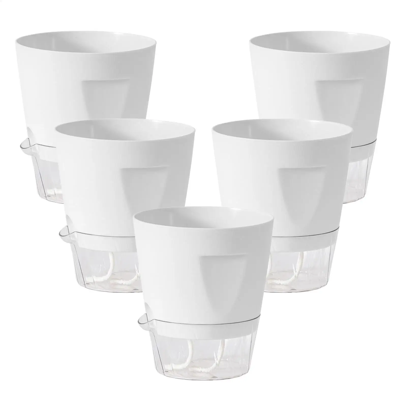 Self Watering Plant Pots 5 Pieces Grow Box Nursery Pots with Water Level Indicator for Indoor Living Room Balcony Patio Deck