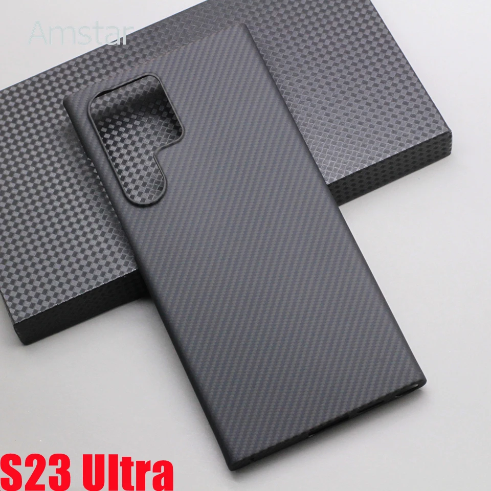 Amstar 600D Super-thin Carbon Fiber Phone Case for Samsung Galaxy S23 Plus Ultra Premium Aramid Fiber Galaxy S23 Series Cases