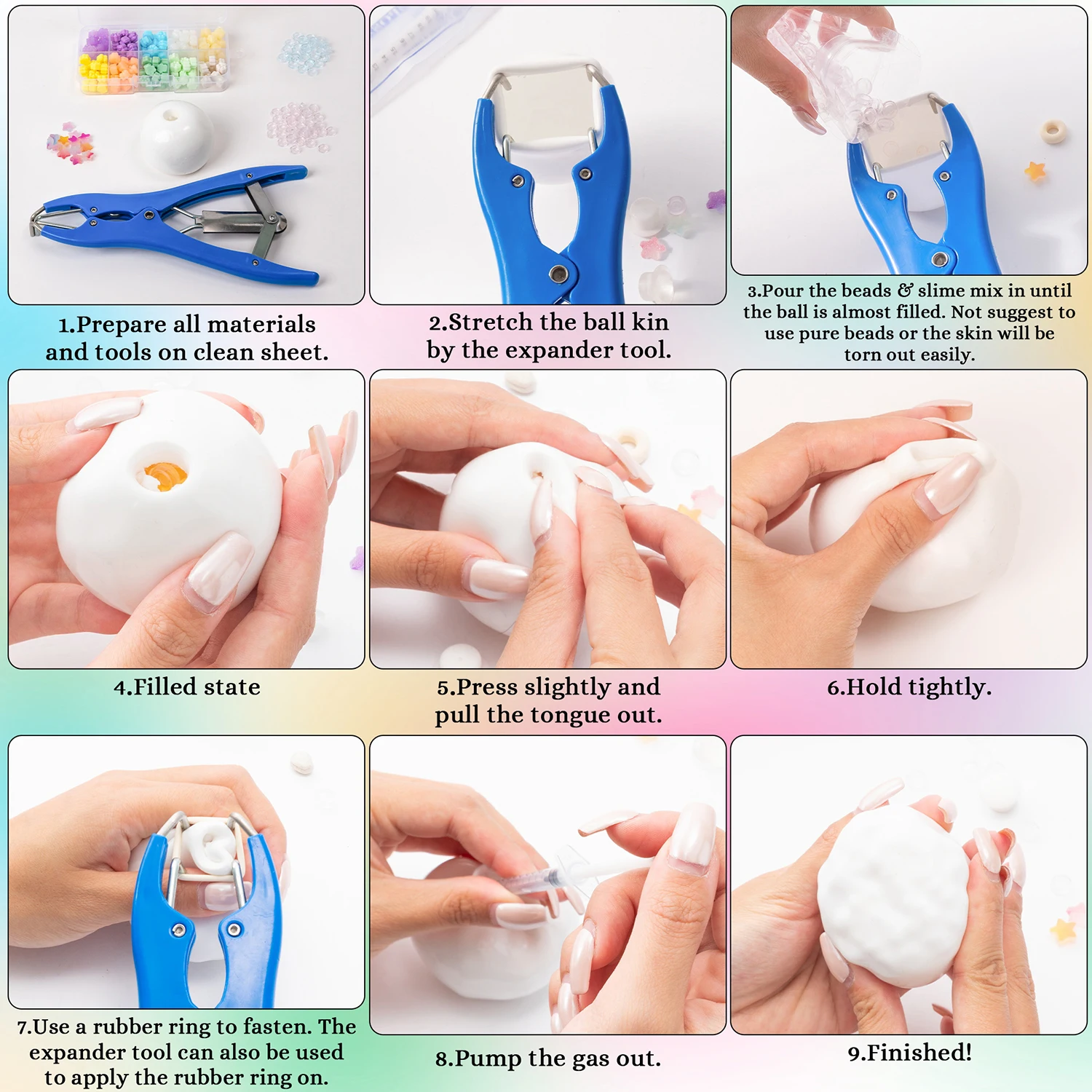 28PCS Blank Stress Ball Skin Empty Stress Ball DIY Kit Vacuum Squishy Stress Ball with Empty Skin Base Tool for DIY Stress Balls