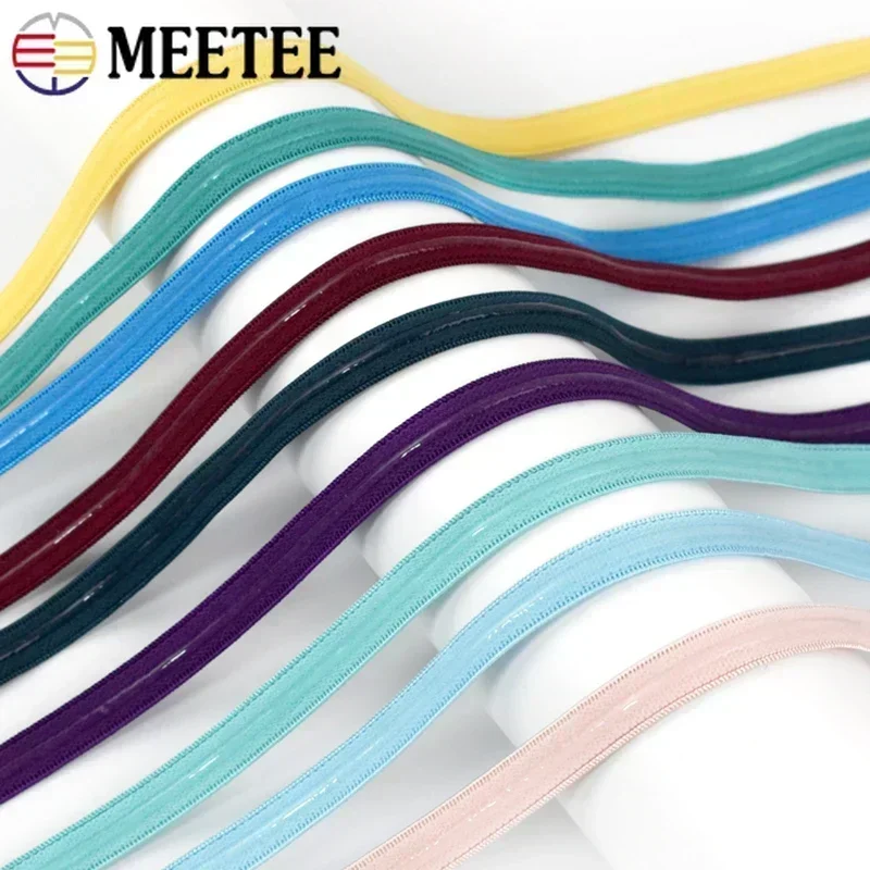 Meetee Non-slip Elastic Band 10mm Bra Strap Silicone Rubber Bands Anti-skid Stretch Lace Tapes Clothes Belt Sewing Accessories