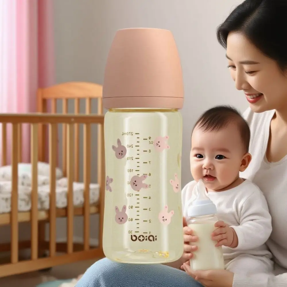 

Silicone Nipple 270ml Baby Bottle PP Infant Baby Milk Bottle Newborns Food Grade Baby Bottle With Handle Feeding Supplies