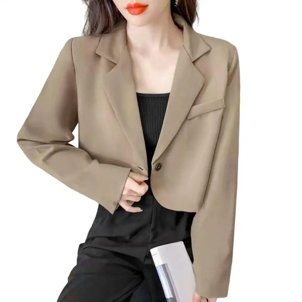 Vielseitig Chic Frauen Einzigen Taste Kurz Typ Blazer Mantel Anti-Pilling Frauen Blazer Feste Farbe für Büro