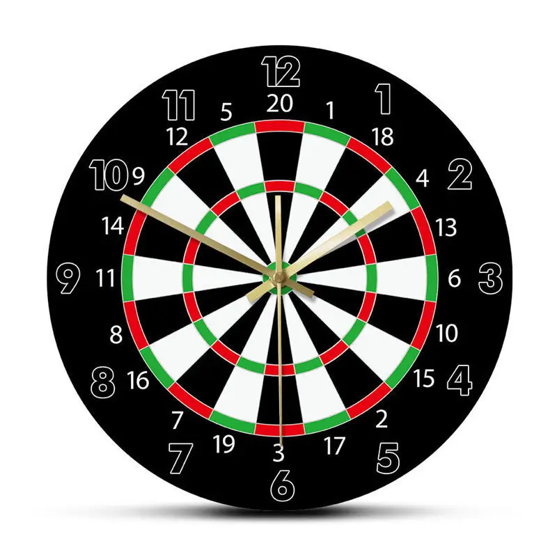 Darts Board Printed Wall Clock Arrow Target Aim Game Bullseye Watch Silent Clock Bar Darts Game Night Club Game Room Decoration