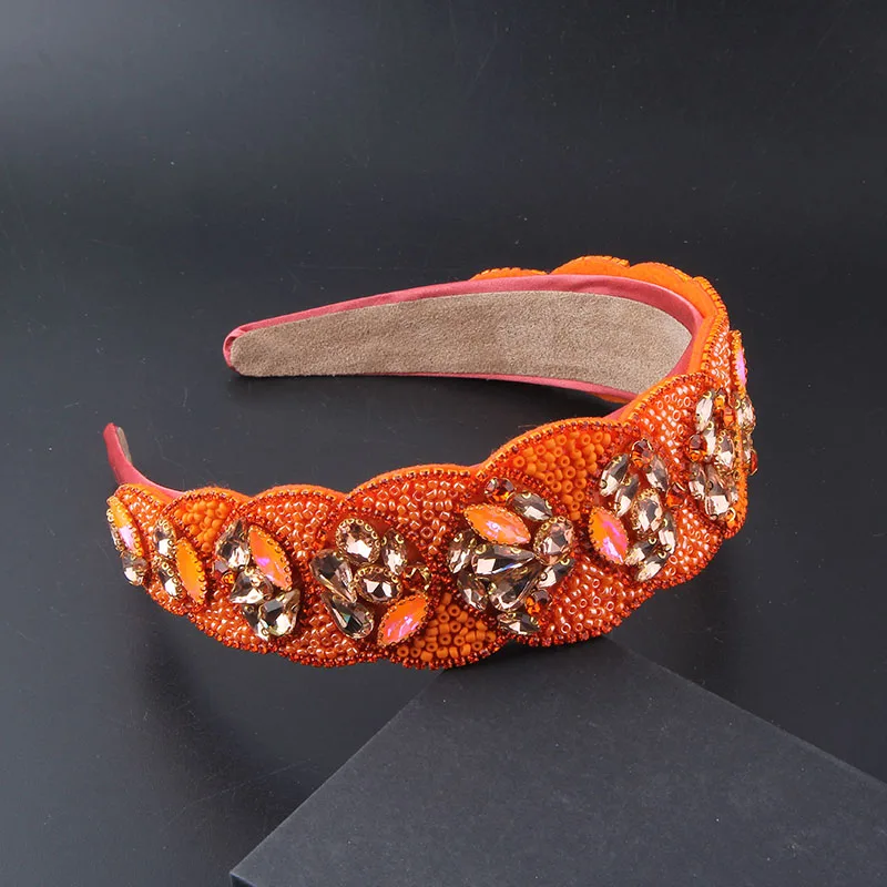 Bright Color Headband Baroque Trend Exaggerated Super Flash Gem Headband Luxury Hair band Heavy Full Rhinestone Headband  Hair