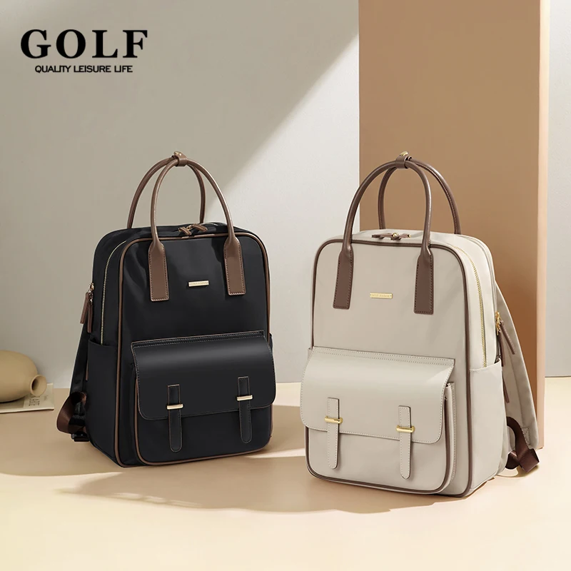 GOLF Backpack Handbags for Women 2024 Designer Luxury Female Backpack Vintage Looking Travel Shoulder Bag Commuter 15 inch Large