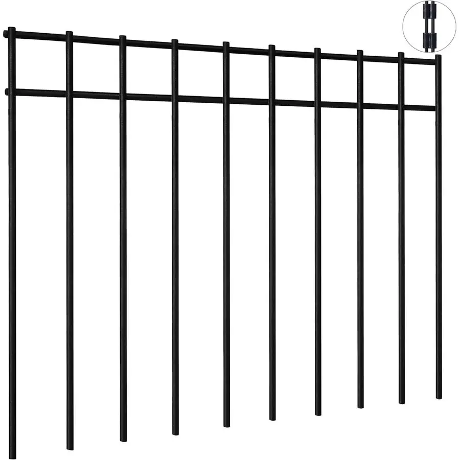 

Pack 17x12 Animal Barrier Fence, 30FtL No Dig Fence for Dogs with Strong Snap Connect, 4 Gauge Black Powder Coated Steel, Dog Ra