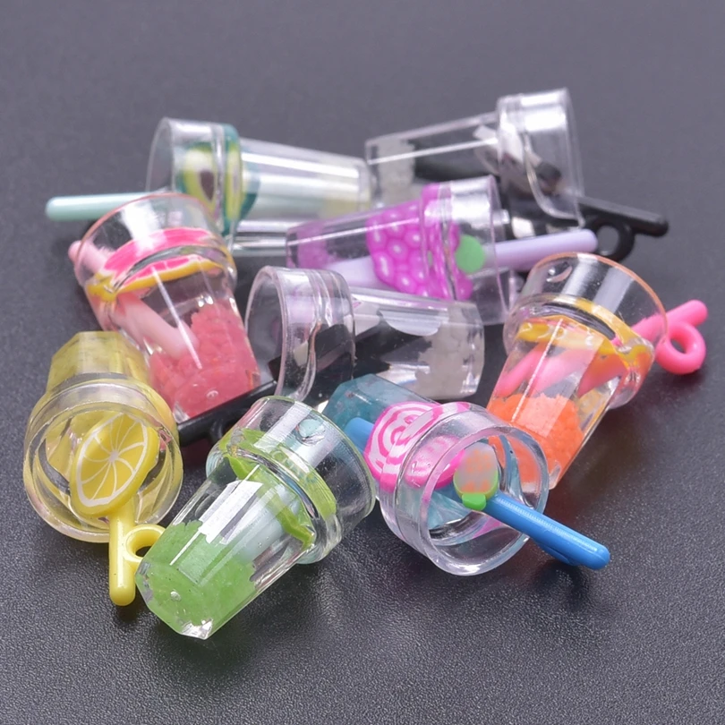 10/30/50/100pcs Luminous 3D Beverage Juice Cup Charms Pendant For Jewelry Making Diy Earrings Keychain Handmade Accessories New