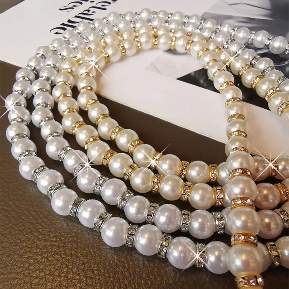 

Ремешок для телефона на одно плечо с жемчугом и нашивкой, цепочка для телефона через плечо с бусинами, ручной работы, с блестками, подвеска для телефона