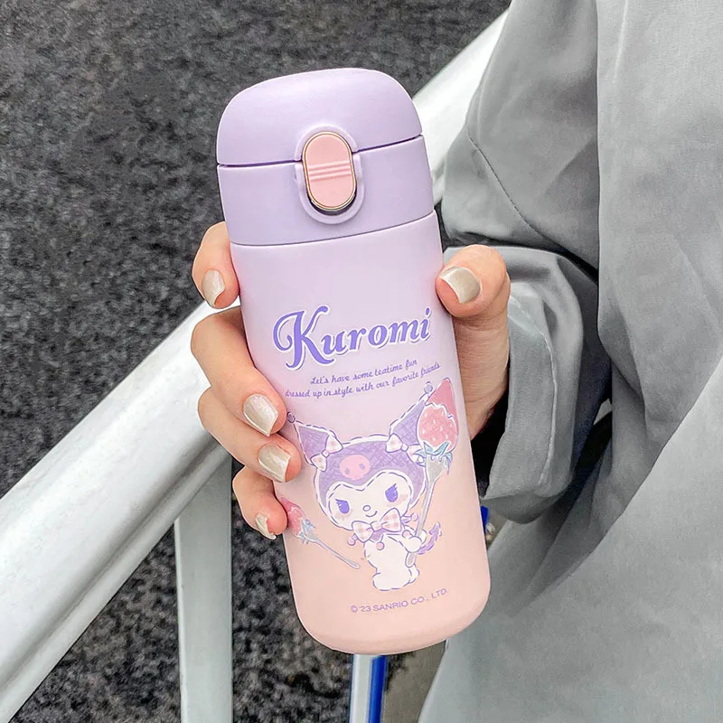 400ML Sanrio Thermos Cup Kawaii Cinnamoroll Kuromi Water Cup Anime Cartoon Stainless Steel TInsulated Water Bottle Kid Gifts