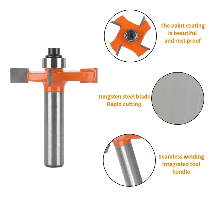 8mm Shank Z4 T Type Slotting Router Bit Four Flute Carbide Woodworking Milling Cutter End Mill Face Mill Bit for Wood Tool